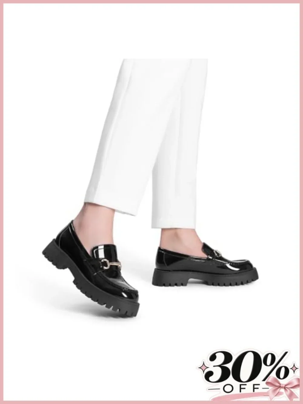 Faux Leather Platform Chunky Loafers Slip-On Business Casual Shoes